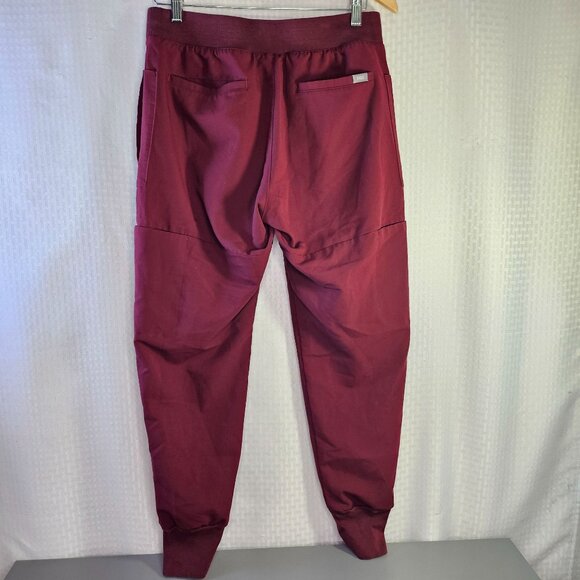 Figs Burgundy Jogger Scrub Pants With Drawstring Waist and pockets - Picture 5 of 10